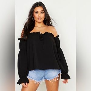 Boohoo Plus Black Off-Shoulder Top